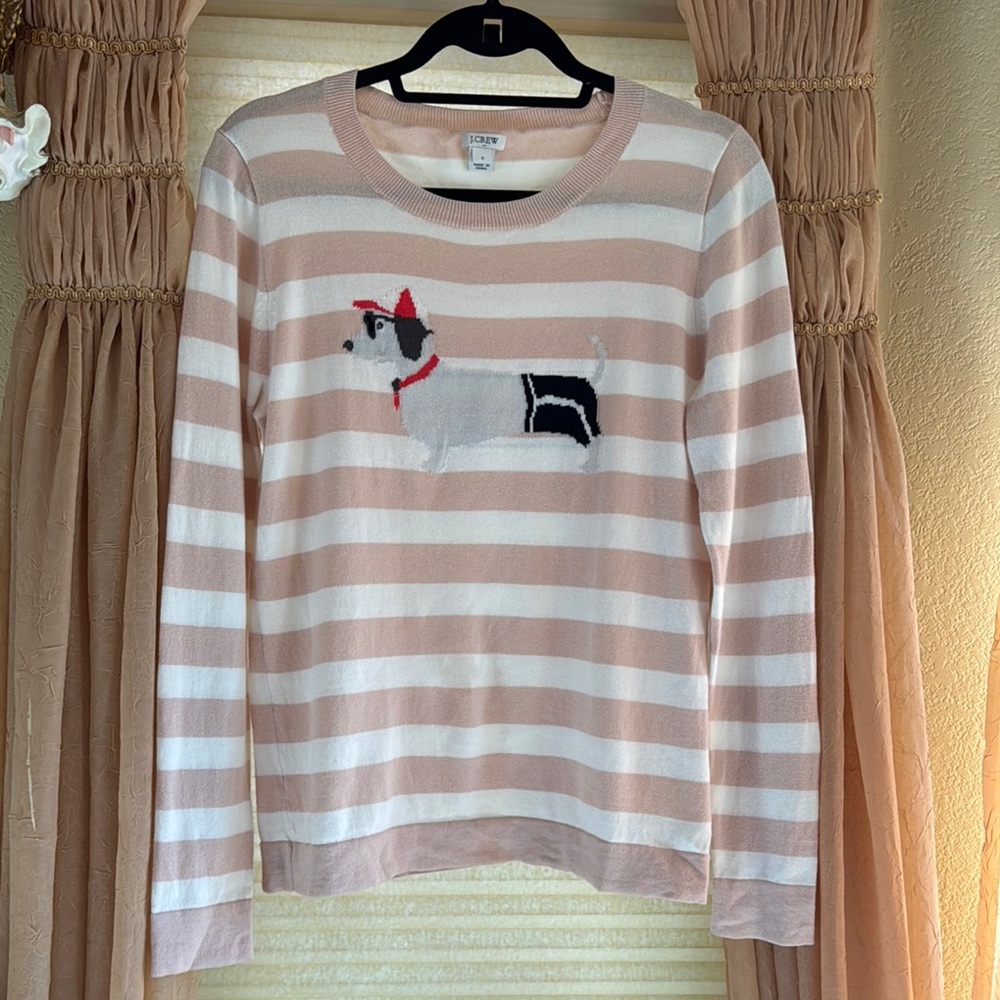 J. Crew Striped Dog Sweater